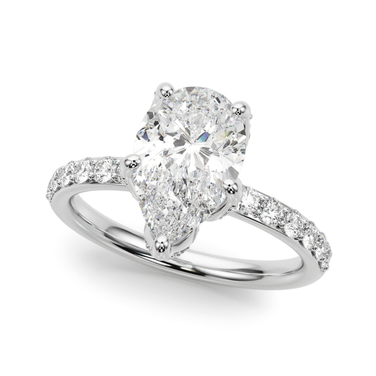 Floral Pear Engagement Ring – Pear-Shaped Lab Diamond Engagement Ring in 18K Gold | Just Brilliant
