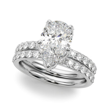 Floral Pear Engagement Ring – Pear-Shaped Lab Diamond Engagement Ring in 18K Gold | Just Brilliant – close-up view