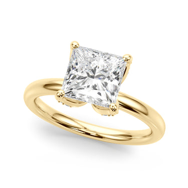 Floral Princess Cut Engagement Ring – Princess Cut Lab Diamond Engagement Ring in 18K Gold | Just Brilliant – angle view
