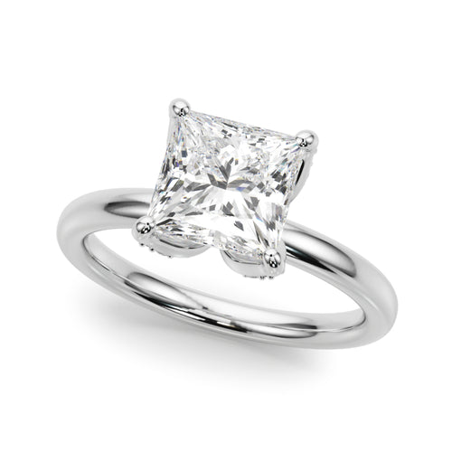 Floral Princess Cut Engagement Ring