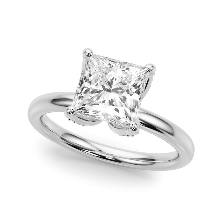 Floral Princess Cut Engagement Ring – Princess Cut Lab Diamond Engagement Ring in 18K Gold | Just Brilliant