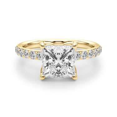 Floral Princess Cut Engagement Ring – Princess Cut Lab Diamond Engagement Ring in 18K Gold | Just Brilliant – view 9