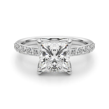 Floral Princess Cut Engagement Ring – Princess Cut Lab Diamond Engagement Ring in 18K Gold | Just Brilliant – lifestyle view