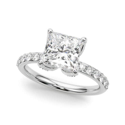 Floral Princess Cut Engagement Ring