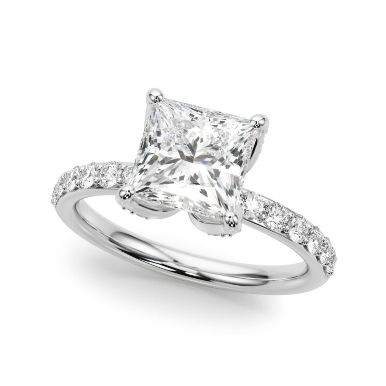 Floral Princess Cut Engagement Ring – Princess Cut Lab Diamond Engagement Ring in 18K Gold | Just Brilliant