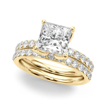 Floral Princess Cut Engagement Ring – Princess Cut Lab Diamond Engagement Ring in 18K Gold | Just Brilliant – view 8