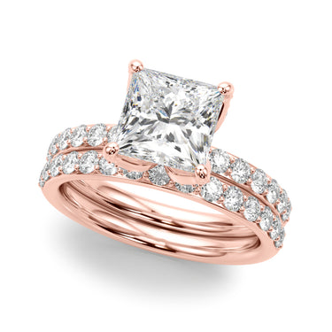 Floral Princess Cut Engagement Ring – Princess Cut Lab Diamond Engagement Ring in 18K Gold | Just Brilliant – view 12