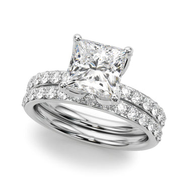 Floral Princess Cut Engagement Ring – Princess Cut Lab Diamond Engagement Ring in 18K Gold | Just Brilliant – close-up view