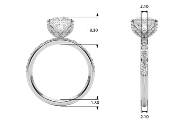 Floral Princess Cut Engagement Ring – Princess Cut Lab Diamond Engagement Ring in 18K Gold | Just Brilliant – side view
