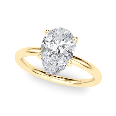 Pear Shaped Hidden Halo Engagement Ring – Pear-Shaped Lab Diamond Engagement Ring in 18K Gold | Just Brilliant – angle view