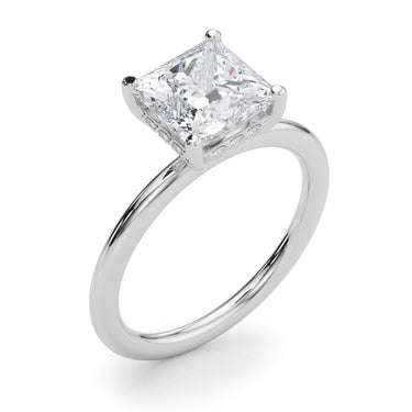 Hidden Halo Princess Cut Engagement Ring – Princess Cut Lab Diamond Engagement Ring in 18K Gold | Just Brilliant – close-u...