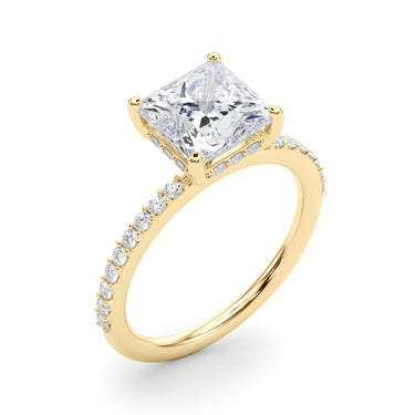 Single Row Hidden Halo Square Engagement Ring – Lab Diamond Engagement Ring in 18K Gold | Just Brilliant – view 9