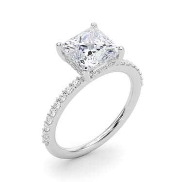 Single Row Hidden Halo Square Engagement Ring – Lab Diamond Engagement Ring in 18K Gold | Just Brilliant – lifestyle view