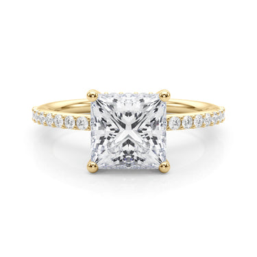 Single Row Hidden Halo Square Engagement Ring – Lab Diamond Engagement Ring in 18K Gold | Just Brilliant – view 8