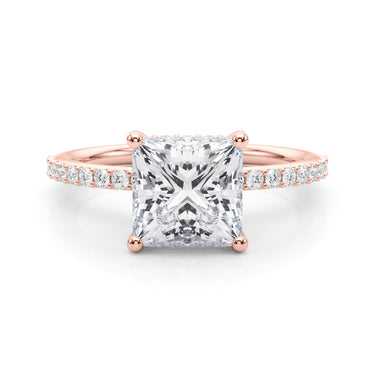 Single Row Hidden Halo Square Engagement Ring – Lab Diamond Engagement Ring in 18K Gold | Just Brilliant – view 12