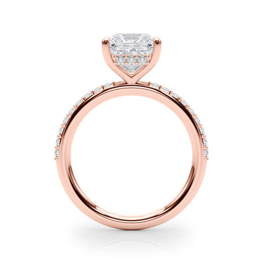 Single Row Hidden Halo Square Engagement Ring – Lab Diamond Engagement Ring in 18K Gold | Just Brilliant – view 11