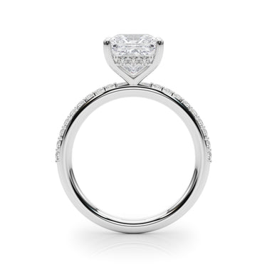 Single Row Hidden Halo Square Engagement Ring – Lab Diamond Engagement Ring in 18K Gold | Just Brilliant – detail view