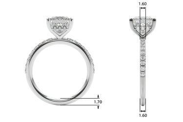 Single Row Hidden Halo Square Engagement Ring – Lab Diamond Engagement Ring in 18K Gold | Just Brilliant – side view