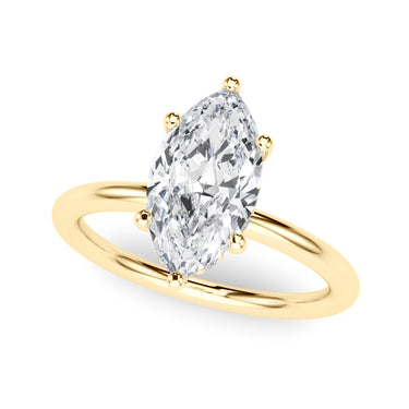 Hidden Halo Marquise Engagement Ring – Marquise Lab Diamond Engagement Ring in 18K Gold | Just Brilliant – angle view