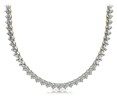 3 Prong Riviera Necklace Not G – Lab Diamond Necklace in 18K Gold | Just Brilliant – detail view