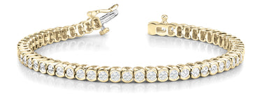 Half Bezel In Line Tennis Bracelet – Lab Diamond Tennis Bracelet in 18K Gold | Just Brilliant – detail view
