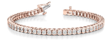 Half Bezel In Line Tennis Bracelet – Lab Diamond Tennis Bracelet in 18K Gold | Just Brilliant – close-up view