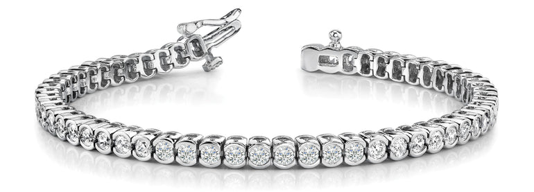 Half Bezel In Line Tennis Bracelet – Radiant Lab Diamond Tennis Bracelet in 18K Gold | Just Brilliant