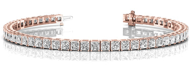 Cushion Shape Prong Set Inline Tennis Bracelet – Cushion Lab Diamond Tennis Bracelet in 18K Gold | Just Brilliant – close-...