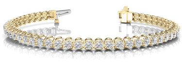 4 Prong Wire Inline Tennis Bracele – Lab Diamond Jewelry in 18K Gold | Just Brilliant – detail view