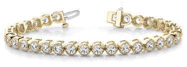 Bezel Set Milgrain Bracelets – Lab Diamond Bracelet in 18K Gold | Just Brilliant – detail view
