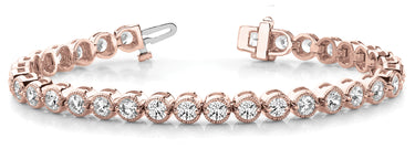 Bezel Set Milgrain Bracelets – Lab Diamond Bracelet in 18K Gold | Just Brilliant – close-up view