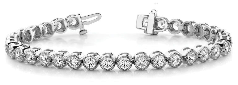 Bezel Set Milgrain Bracelets – Radiant Lab Diamond Bracelet in 18K Gold | Just Brilliant