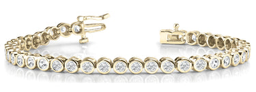 Bezel Set In Line Tennis Bracelet – Lab Diamond Tennis Bracelet in 18K Gold | Just Brilliant – detail view