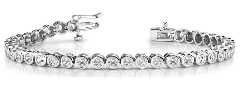 Bezel Set In Line Tennis Bracelet – Radiant Lab Diamond Tennis Bracelet in 18K Gold | Just Brilliant