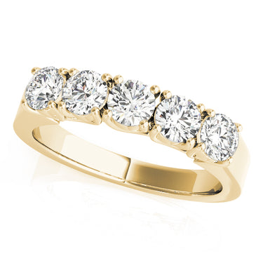 5-Stone Prong Set Wedding Band – Lab Diamond Wedding Band in 18K Gold | Just Brilliant – close-up view
