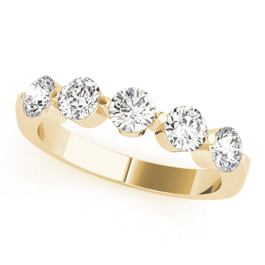 5-Stone Single Shared-Prong Wedding Band – Lab Diamond Wedding Band in 18K Gold | Just Brilliant – close-up view