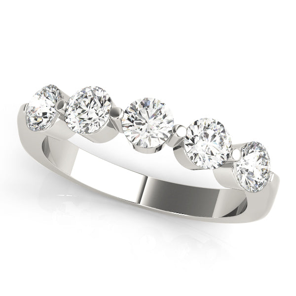 5-Stone Single Shared-Prong Wedding Band – Radiant Lab Diamond Wedding Band in 18K Gold | Just Brilliant