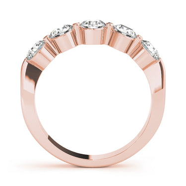 5-Stone Single Shared-Prong Wedding Band – Lab Diamond Wedding Band in 18K Gold | Just Brilliant – angle view
