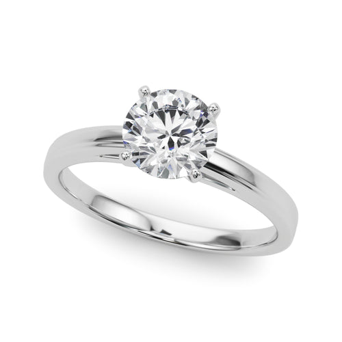 Solitaire Design Engagement Ring - 18K White Gold, Size 7.0 (Setting Only)