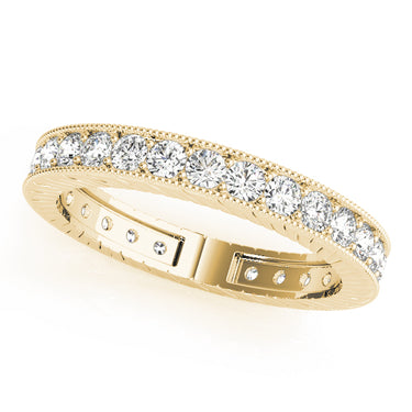 Eternity Milgrain Prong In Channel Wedding Band – Lab Diamond Eternity Band in 18K Gold | Just Brilliant – lifestyle view