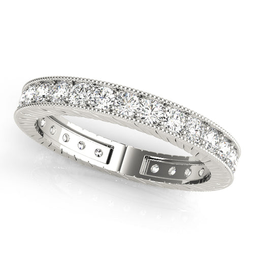 Eternity Milgrain Prong In Channel Wedding Band