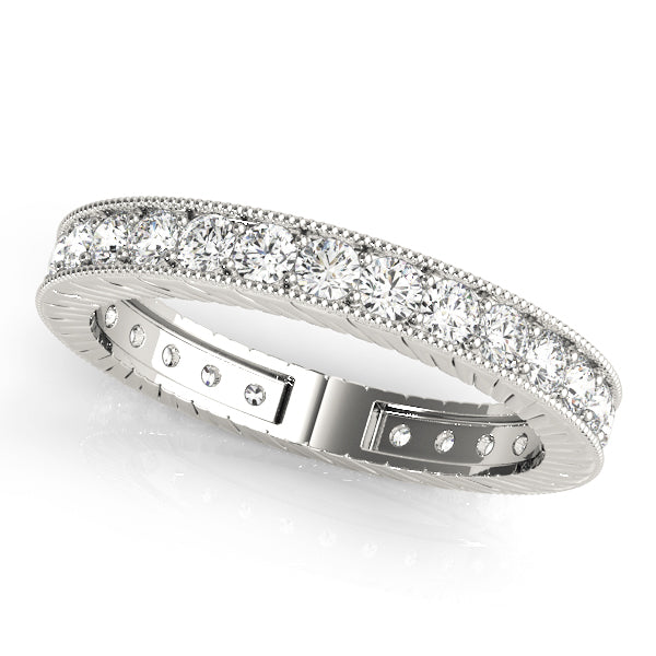 Eternity Milgrain Prong In Channel Wedding Band – Radiant Lab Diamond Eternity Band in 18K Gold | Just Brilliant