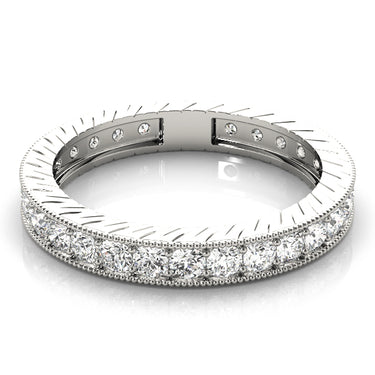 Eternity Milgrain Prong In Channel Wedding Band – Lab Diamond Eternity Band in 18K Gold | Just Brilliant – close-up view