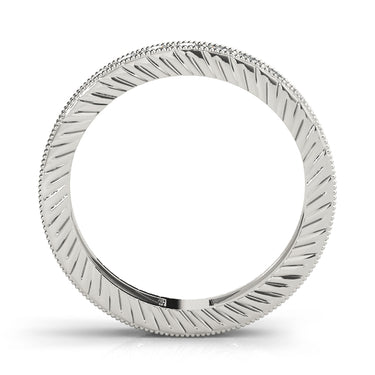 Eternity Milgrain Prong In Channel Wedding Band – Lab Diamond Eternity Band in 18K Gold | Just Brilliant – detail view