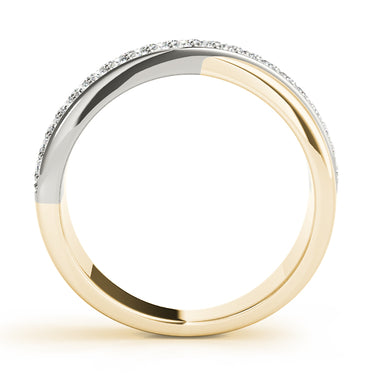 Double Row Twisted Wedding Bands – Lab Diamond Wedding Band in 18K Gold | Just Brilliant – angle view