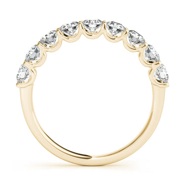 Shared Prong Wedding Band – Lab Diamond Wedding Band in 18K Gold | Just Brilliant – angle view
