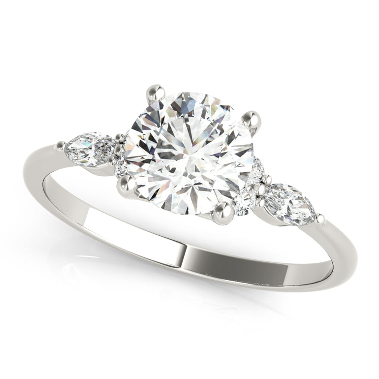 Marquise & Round Accented Engagement Ring – Marquise Lab Diamond Engagement Ring in 18K Gold | Just Brilliant