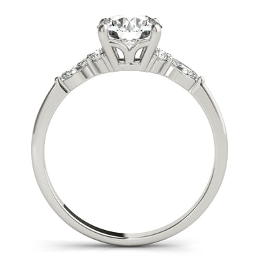 Marquise & Round Accented Engagement Ring – Marquise Lab Diamond Engagement Ring in 18K Gold | Just Brilliant – detail view