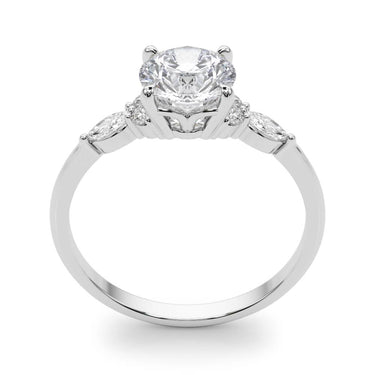 Marquise & Round Accented Engagement Ring – Marquise Lab Diamond Engagement Ring in 18K Gold | Just Brilliant – side view