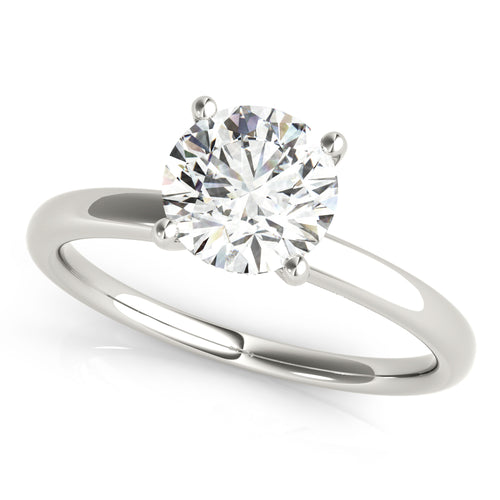 4 Prong Hidden Halo Design Engagement Ring - 18K White Gold, Size 7.0 (Setting Only)